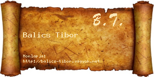 Balics Tibor névjegykártya